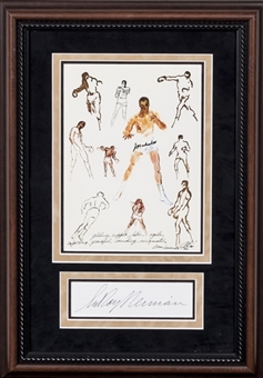 Muhammad Ali Autographed LeRoy Neiman 28 x 26 Framed Artwork with Signed Neiman Cut (PSA/DNA & JSA)